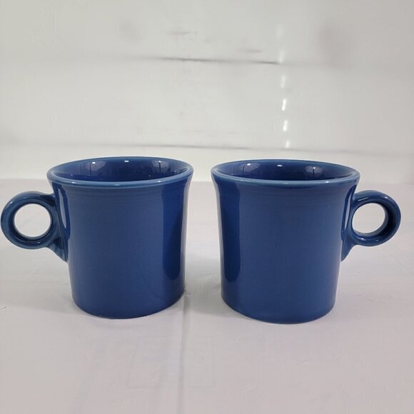 Homer Laughlin Fiesta USA Pottery Blue Ring Handle Coffee Tea Mugs – Set of 2 - Picture 15 of 16